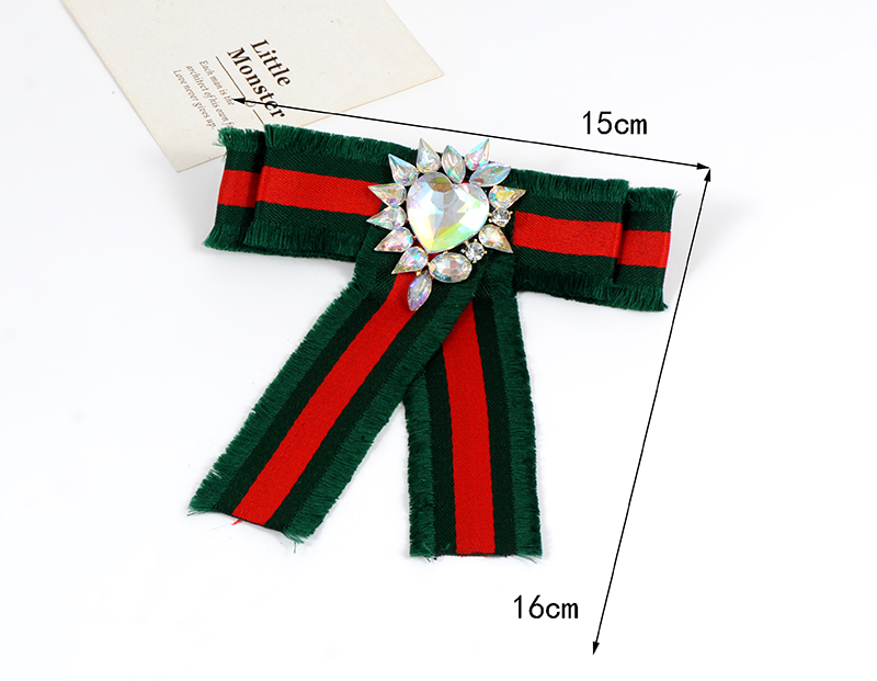 Trendy Green Stripe Pattern Decorated Bowknot Brooch,Korean Brooches