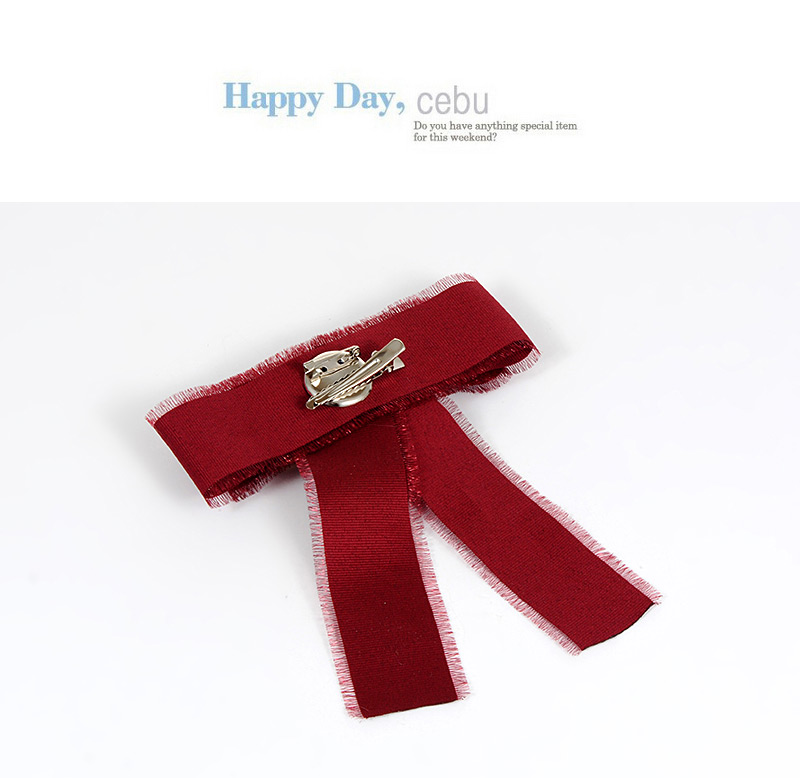 Trendy Claret Red+white Pentagram Decorated Bowknot Brooch,Korean Brooches
