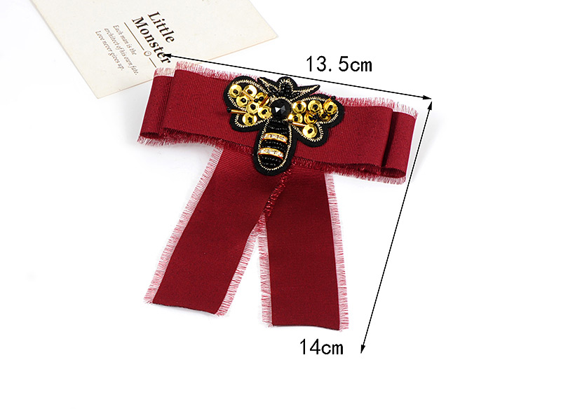 Trendy Claret Red Bee Shape Decorated Bowknot Brooch,Korean Brooches