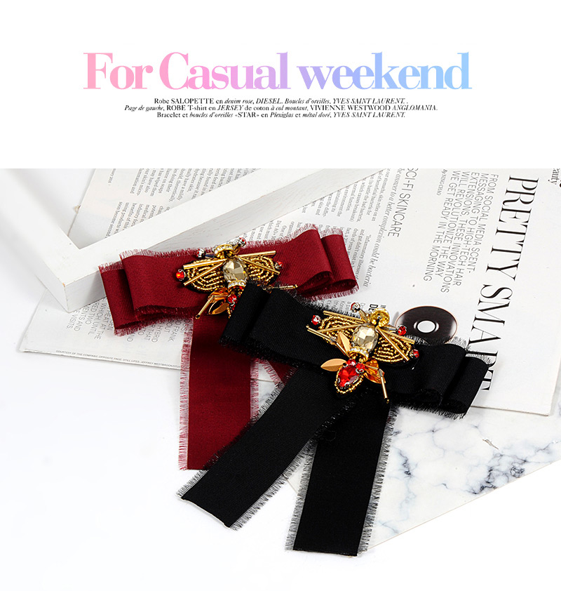 Trendy Claret Red Dragonfly Shape Design Bowknot Brooch,Korean Brooches