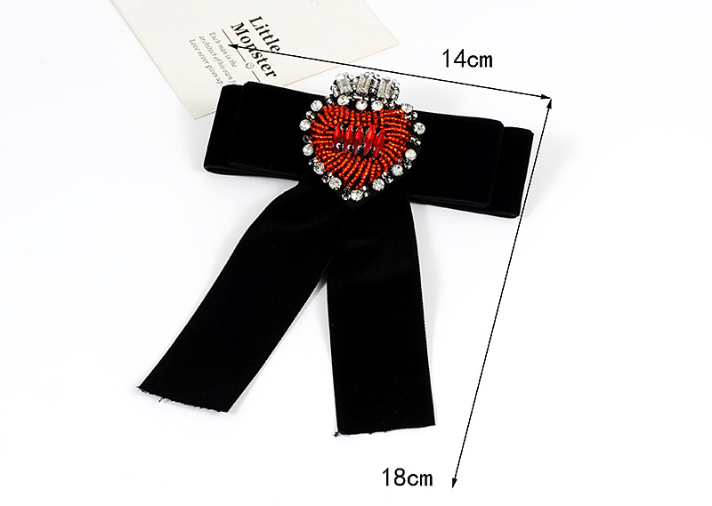 Trendy Black Heart Shape Decorated Bowknot Brooch,Korean Brooches