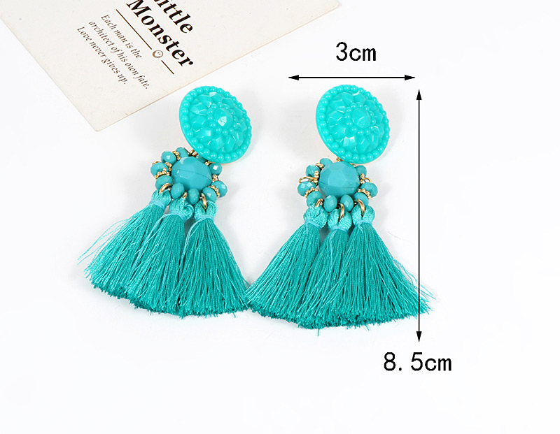 Fashion Blue Round Shape Design Tassel Earrings,Drop Earrings