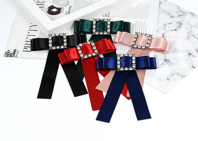 Fashion Red Square Shape Diamond Decorated Bowknot Brooch,Korean Brooches