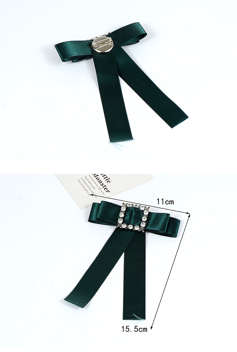Fashion Dark Green Square Shape Diamond Decorated Bowknot Brooch,Korean Brooches
