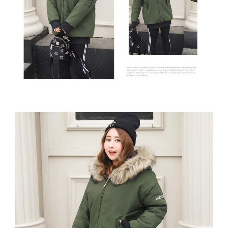 Fashion Olive Embroidery Letter Decorated Thicken Jacket,Coat-Jacket