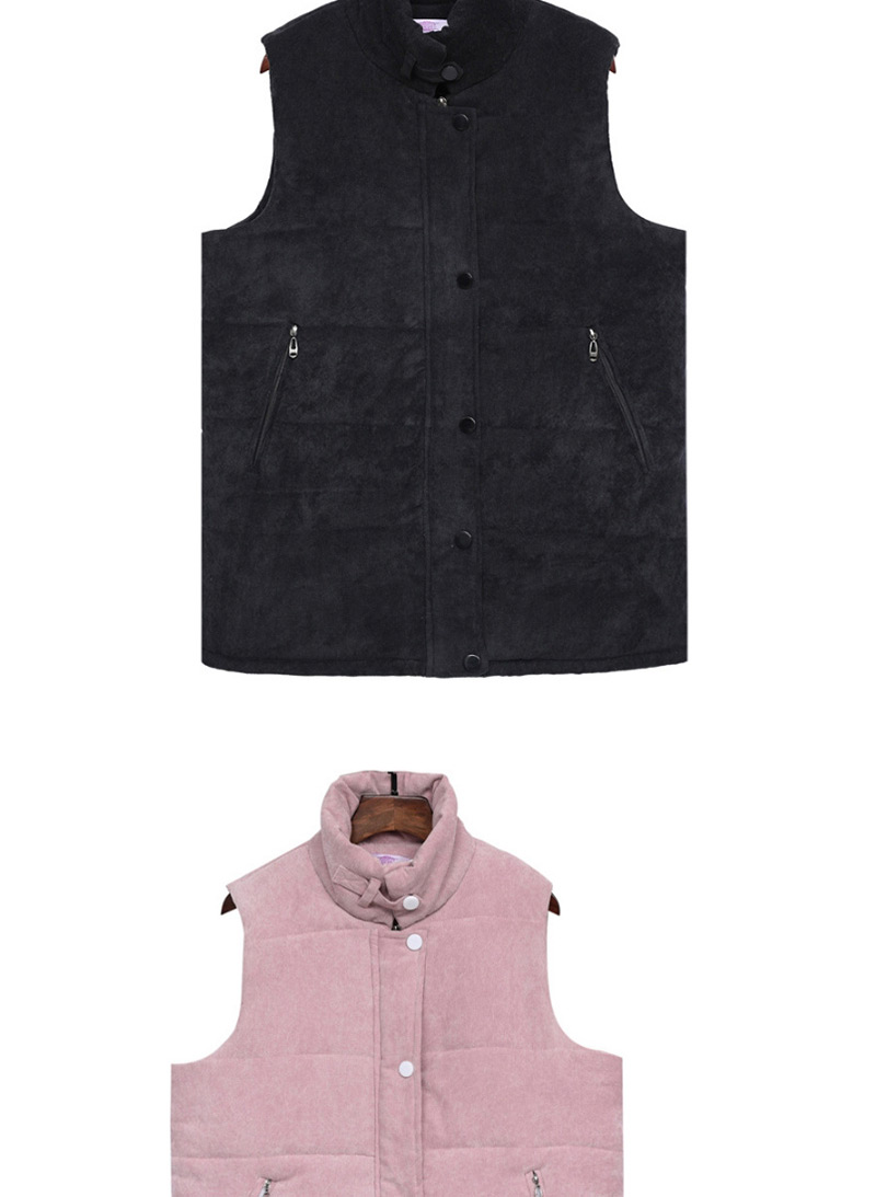 Fashion Black Pure Color Decorated Thicken Vest,Coat-Jacket