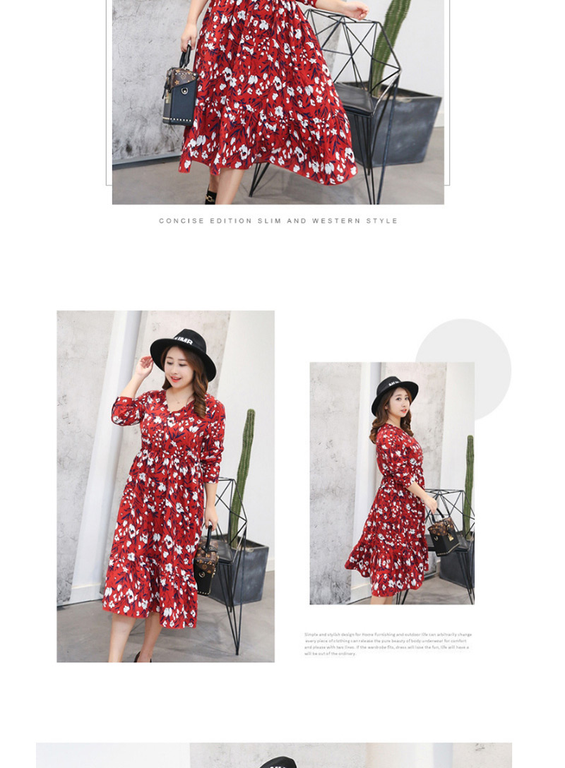 Fashion Claret Red Flower Pattern Decorated Long Dress,Long Dress