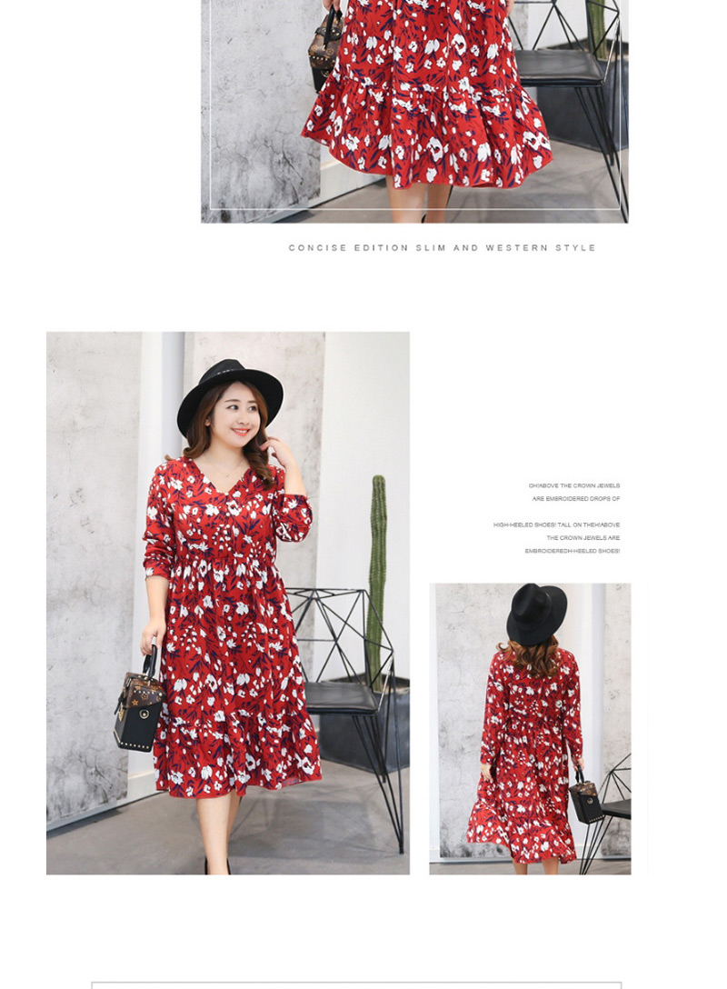 Fashion Claret Red Flower Pattern Decorated Long Dress,Long Dress