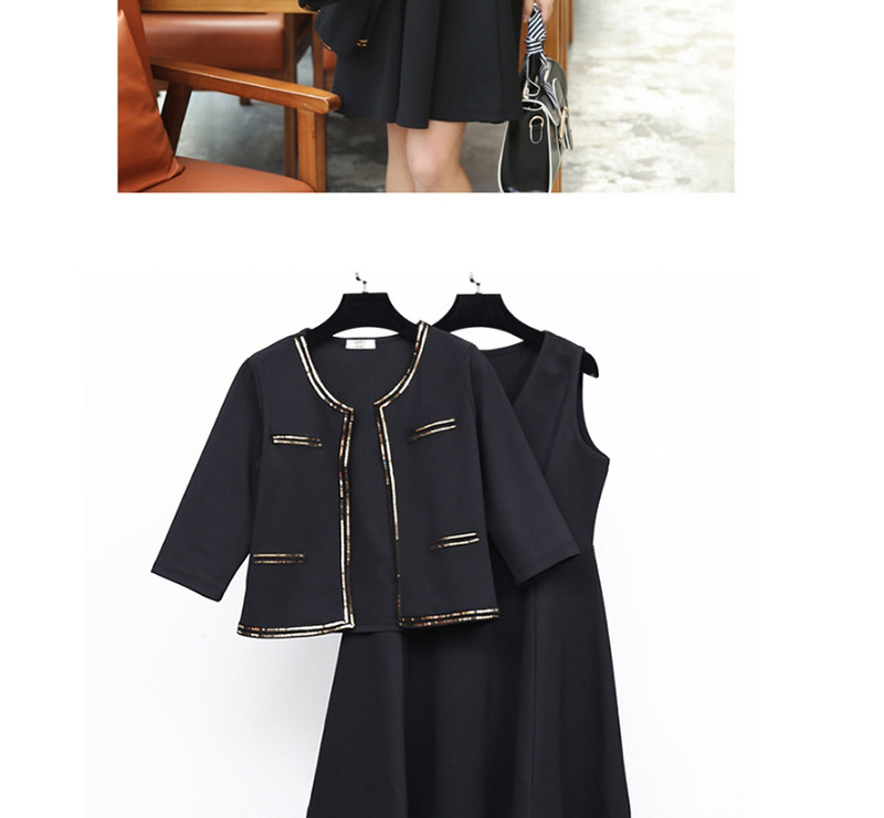 Fashion Black Sequins Decorated Large Dress Suits,Long Dress
