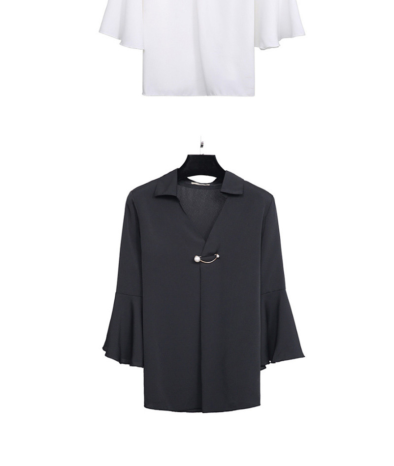 Fashion Black Pure Color Decorated Long Sleeves Shirt,Sweatshirts