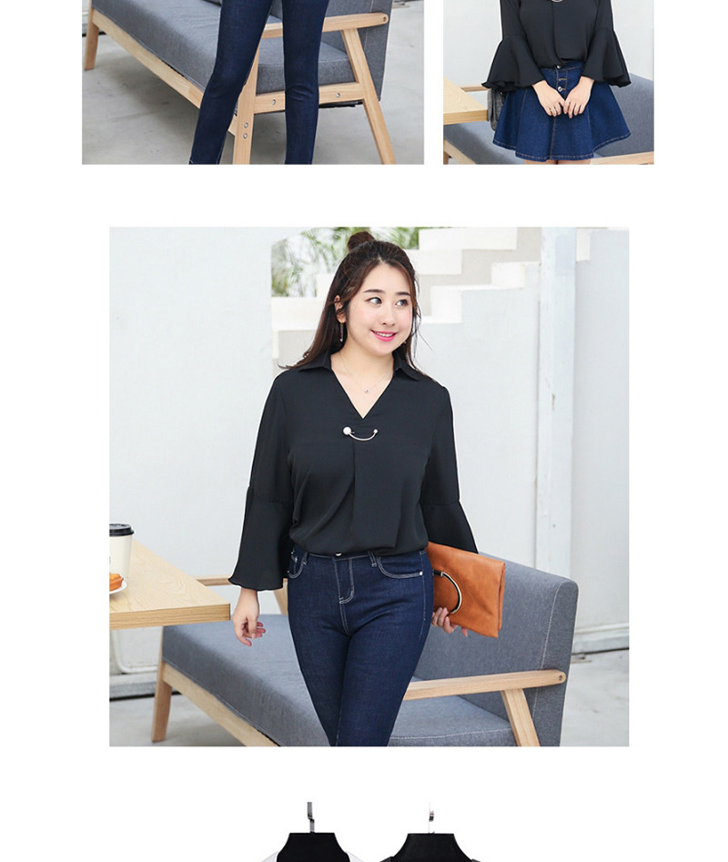 Fashion Black Pure Color Decorated Long Sleeves Shirt,Sweatshirts