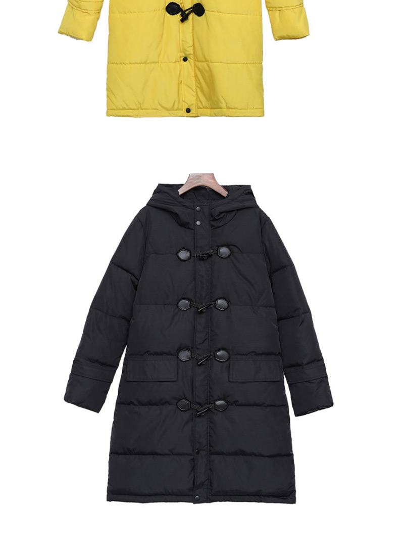 Fashion Yellow Pure Color Decorated Cotton-padded Coats,Coat-Jacket