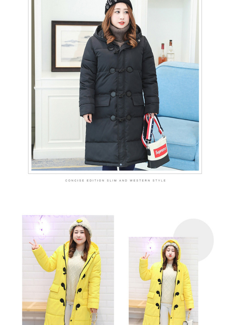 Fashion Yellow Pure Color Decorated Cotton-padded Coats,Coat-Jacket