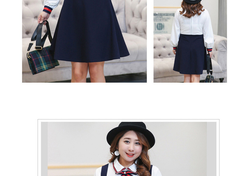 Fashion Blue Stripe Pattern Decorated Simple Dress,Long Dress