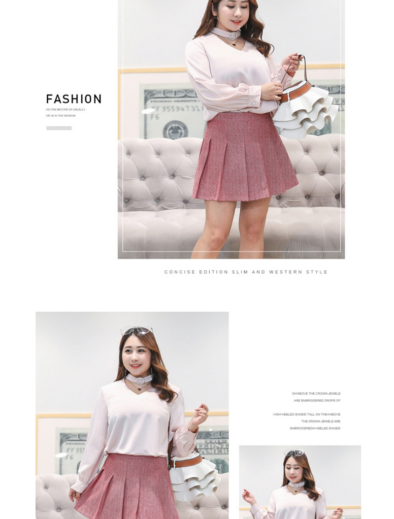 Fashion Pink V Neckine Design Pure Color Blouse,Tank Tops & Camis