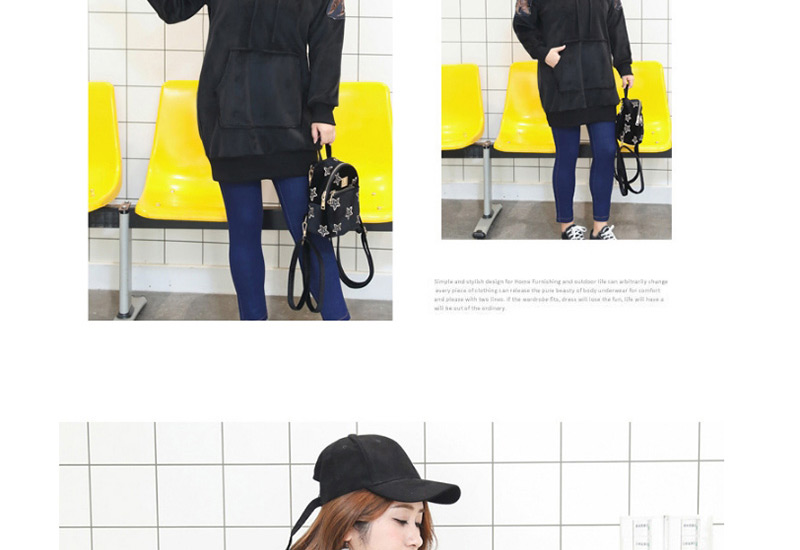 Fashion Black Long Sleeves Design Simple Hoodie,Tank Tops & Camis