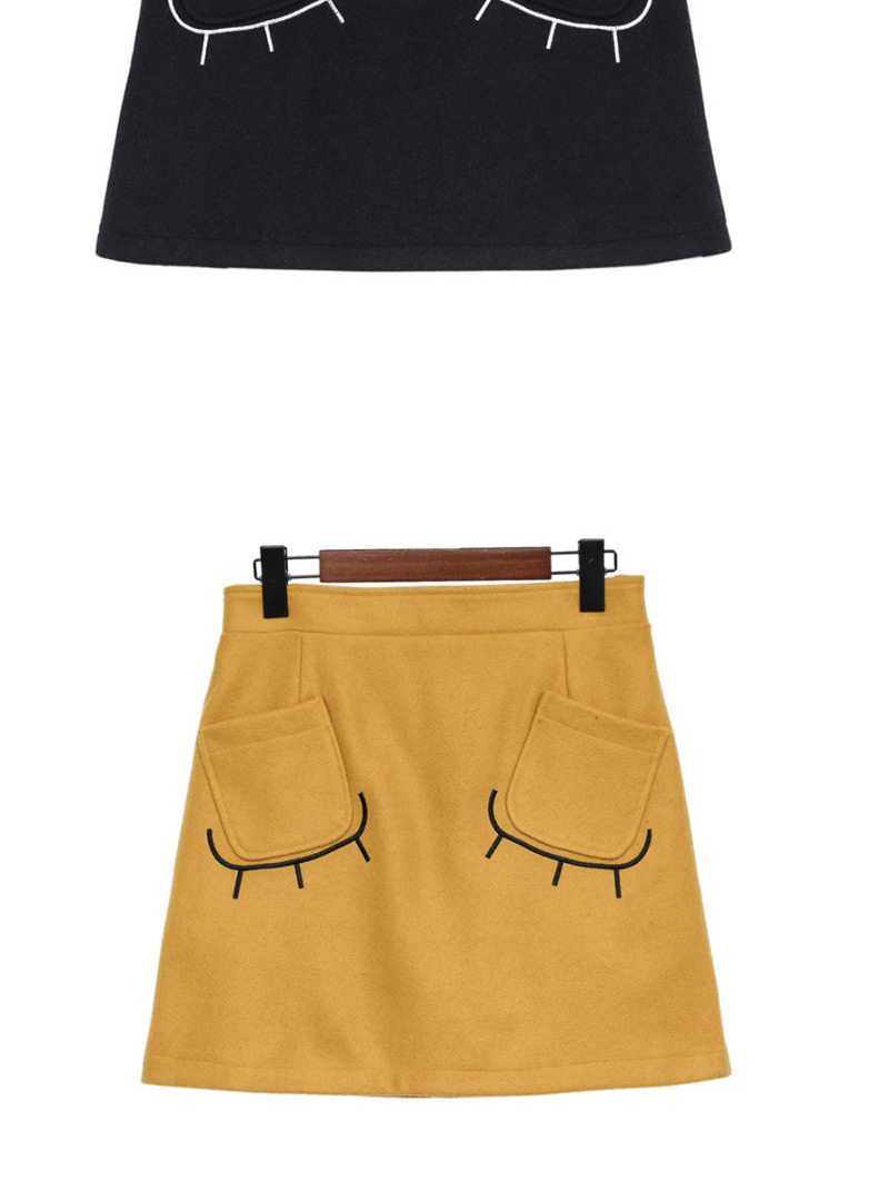 Fashion Yellow Eyes Pattern Design Simple Skirt,Skirts