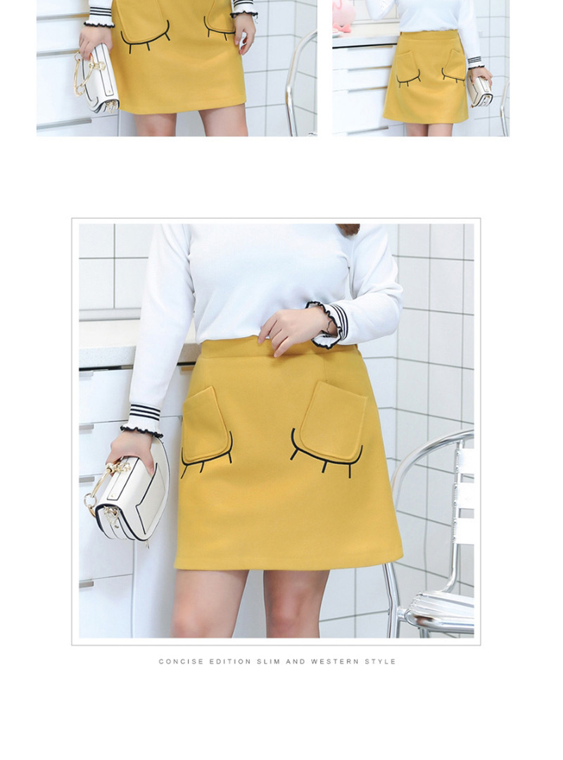 Fashion Yellow Eyes Pattern Design Simple Skirt,Skirts