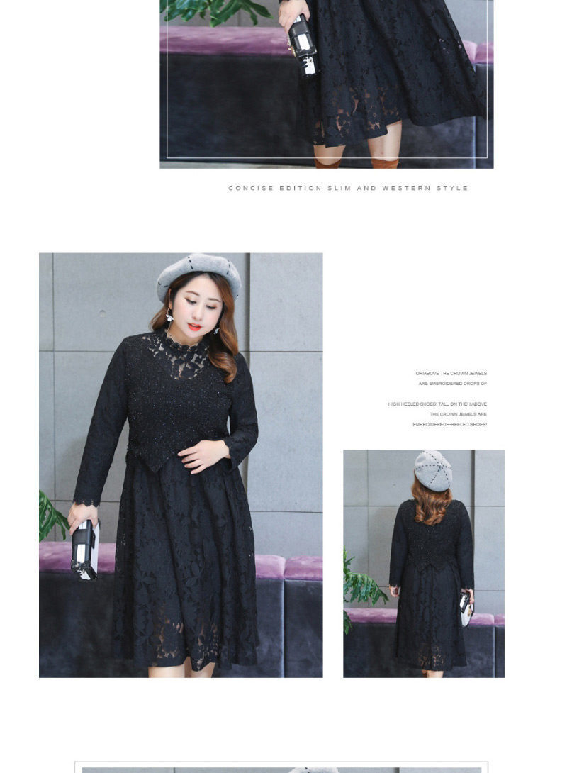 Fashion Black Wave Shape Design Hollow Out Thicken Dress,Long Dress