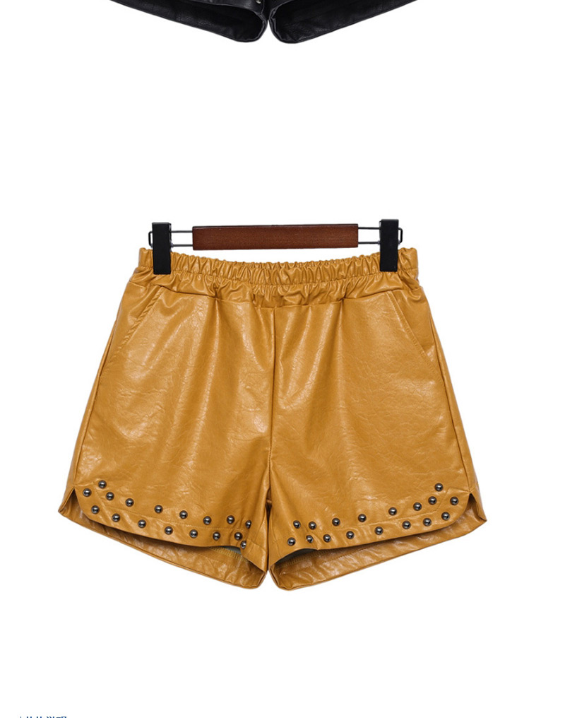 Fashion Yellow Rivet Pattern Decorated Pure Color Skirt,Pants