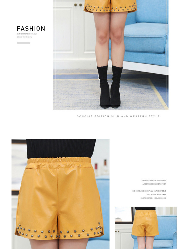 Fashion Black Rivet Pattern Decorated Pure Color Skirt,Pants