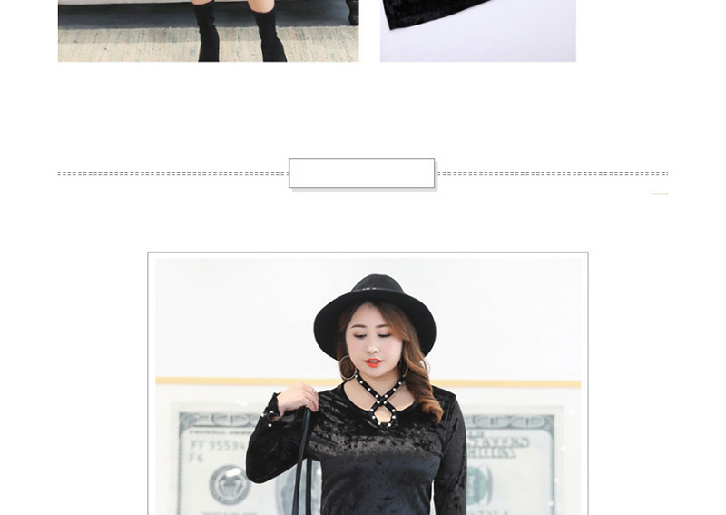 Fashion Black Pearls Decorated Hollow Out Blouse,Sweater