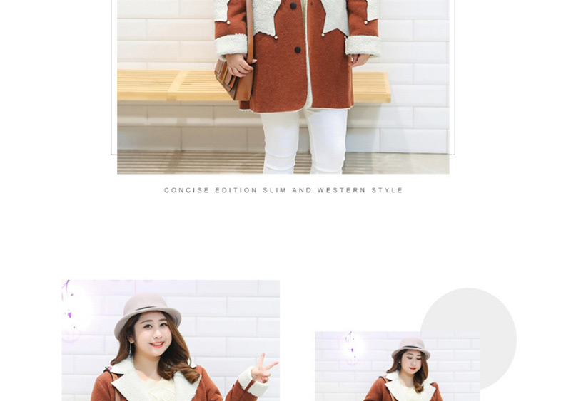Fashion Coffee Stars Pattern Decorated Thicken Coat,Coat-Jacket