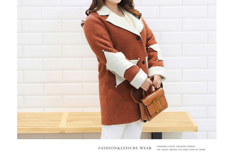 Fashion Coffee Stars Pattern Decorated Thicken Coat,Coat-Jacket