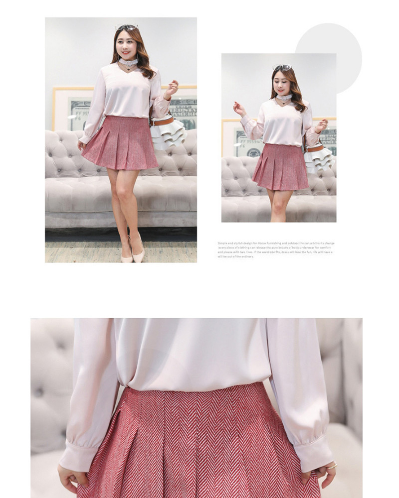 Fashion Pink Pure Color Decorated Large Skirt,Skirts