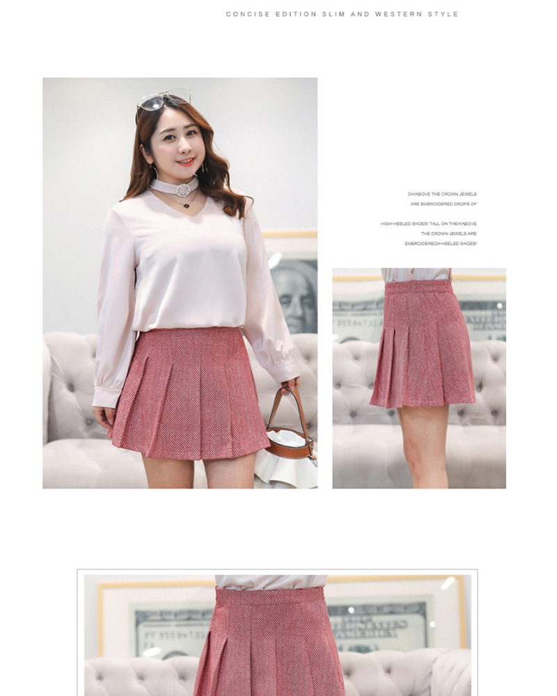 Fashion Pink Pure Color Decorated Large Skirt,Skirts