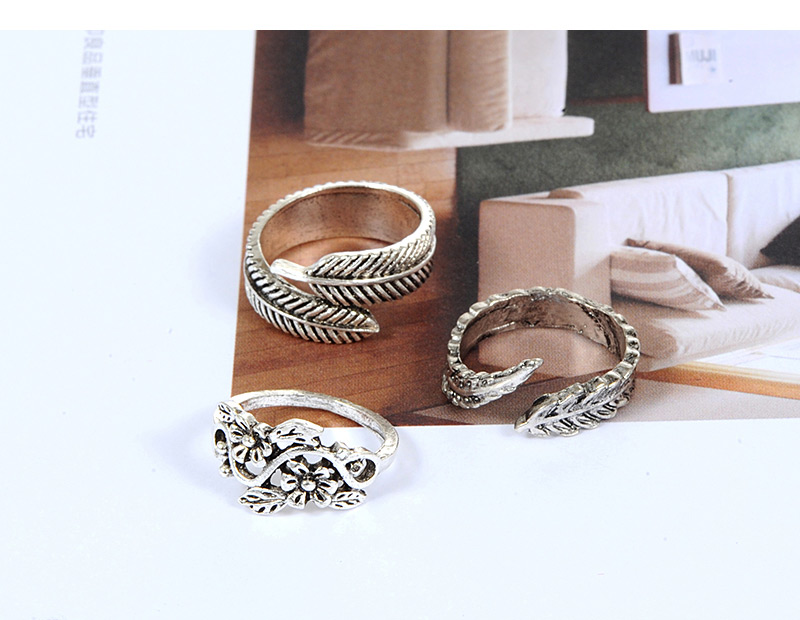 Fashion Silver Color Flower Pattern Dessign Pure Color Ring(9pcs),Rings Set