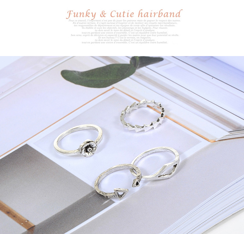 Fashion Silver Color Flower Pattern Dessign Pure Color Ring(9pcs),Rings Set