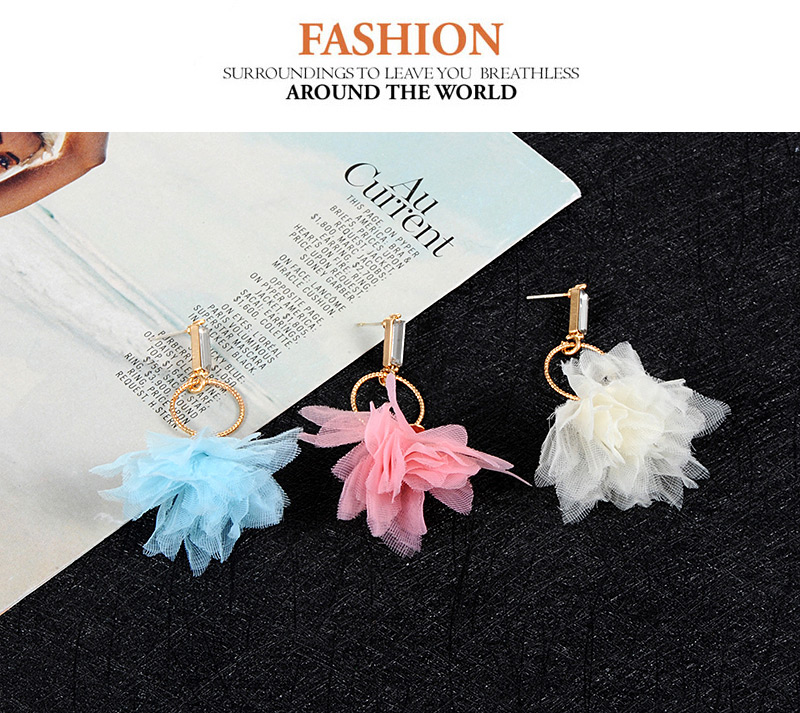 Fashion Pink Flower Decorated Pure Color Earrings,Drop Earrings