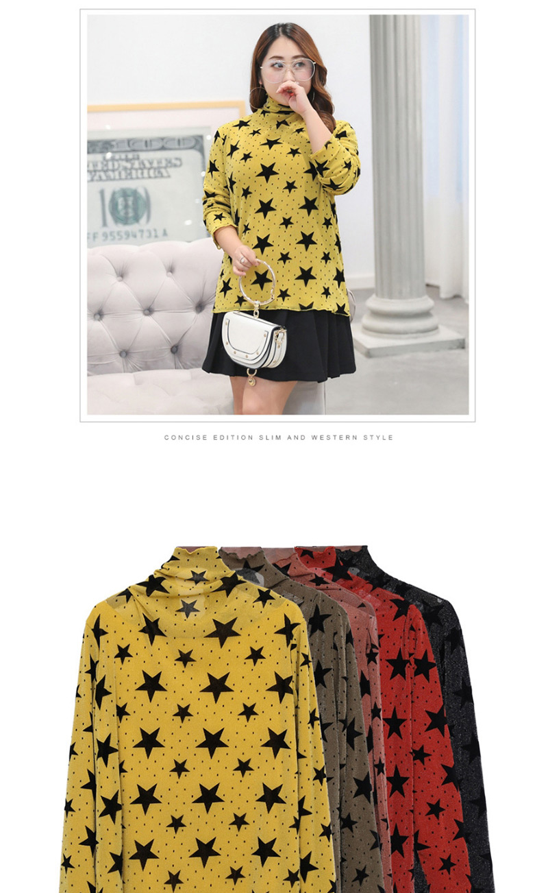 Trendy Yellow Stars Pattern Decorated Thicken Shirt,Tank Tops & Camis