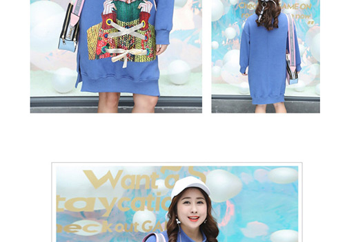 Trendy Blue Girl Pattern Decorated Long Sleeves Hoodie,Tank Tops & Camis