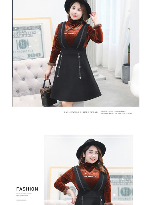 Trendy Black V Neckline Design Pure Color Dress,Mini & Short Dresses