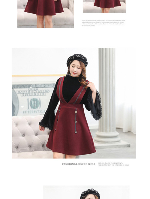 Trendy Black V Neckline Design Pure Color Dress,Mini & Short Dresses