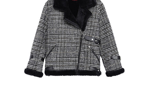Trendy Gray+black Grid Pattern Decorated Long Sleeves Coat,Coat-Jacket