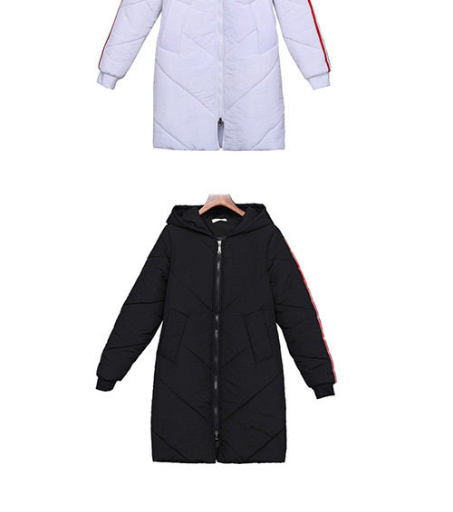 Trendy Black Stripe Pattern Decorated Thicken Padded Clothes,Coat-Jacket
