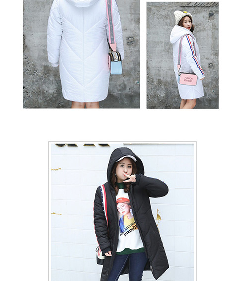 Trendy White Stripe Pattern Decorated Thicken Padded Clothes,Coat-Jacket