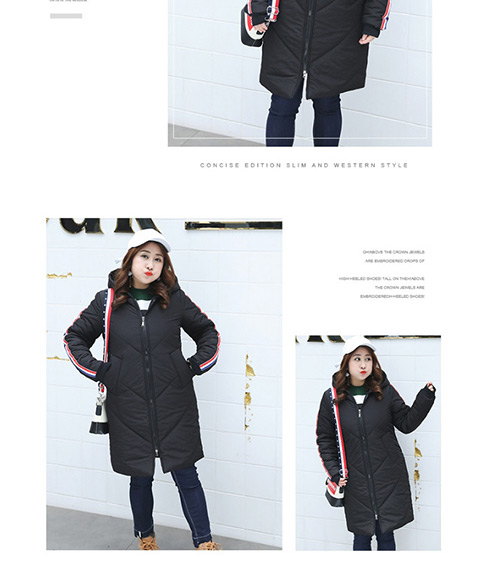 Trendy White Stripe Pattern Decorated Thicken Padded Clothes,Coat-Jacket