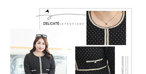 Trendy Black Dots Pattern Decorated Round Neckline Dress,Long Dress