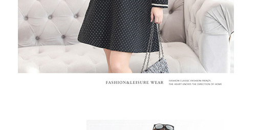 Trendy Black Dots Pattern Decorated Round Neckline Dress,Long Dress