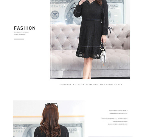Trendy Black V Neckline Design Long Sleeves Thicken Dress,Long Dress