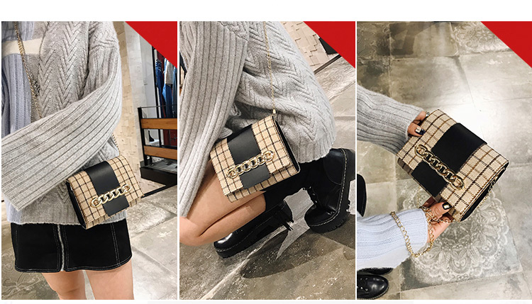 Fashion Gray Grid Pattern Decorated Square Shape Bag,Shoulder bags