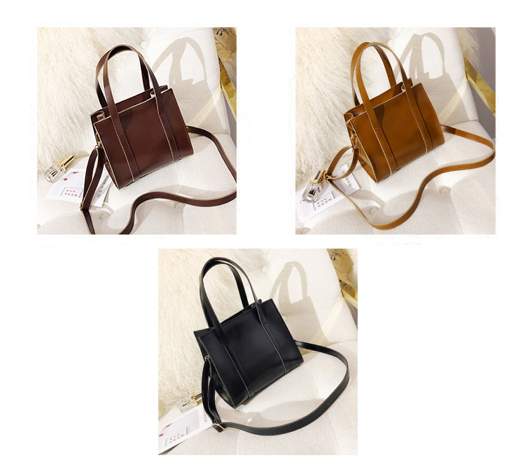 Fashion Light Brown Pure Color Decorated Shoulder Bag,Handbags