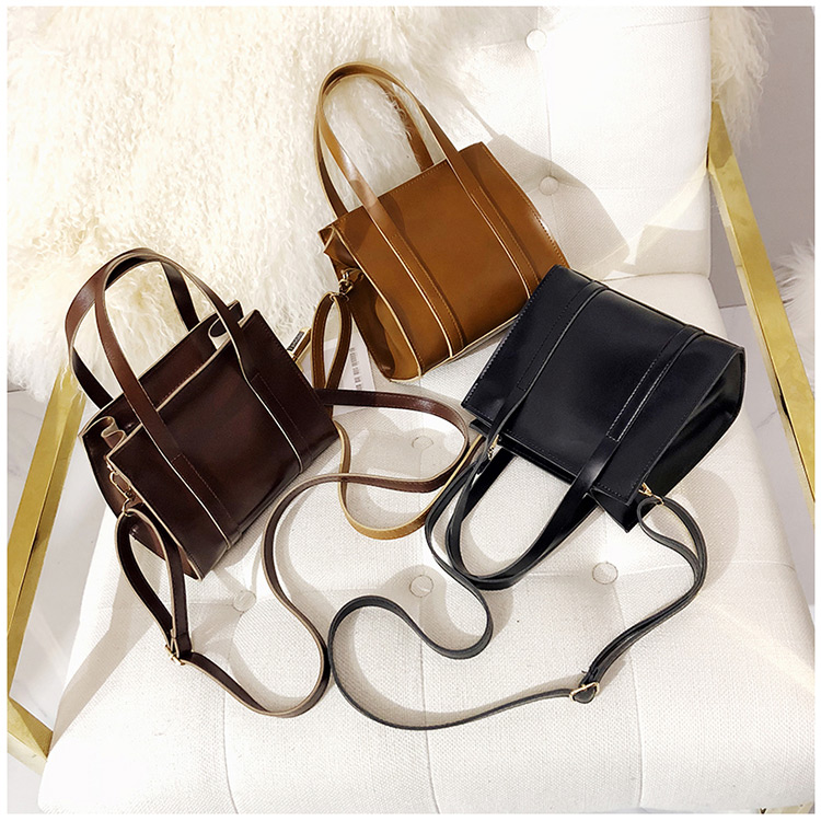 Fashion Dark Brown Pure Color Decorated Shoulder Bag,Handbags