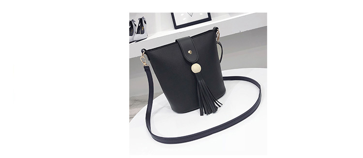 Fashion Black Tassel Decorated Pure Color Shoulder Bag,Shoulder bags