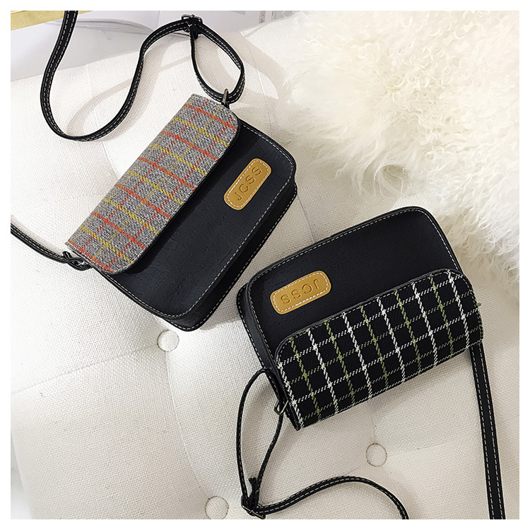 Fashion Black Grid Pattern Decorated Square Shape Bag,Shoulder bags