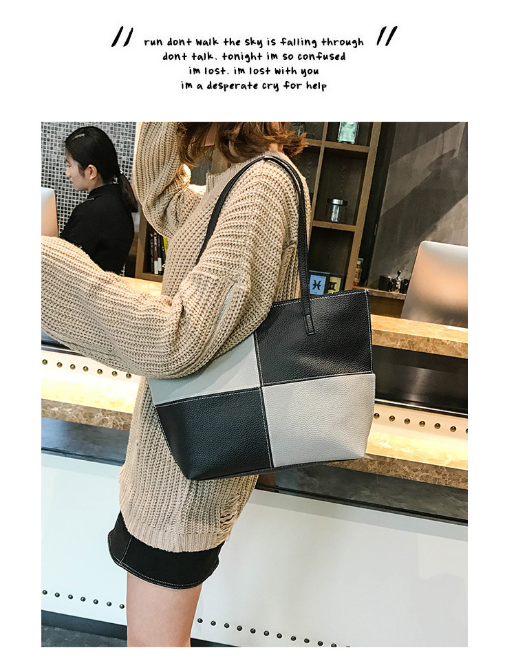 Fashion Blue+black Color Matching Decorated Handbag(4pcs),Messenger bags